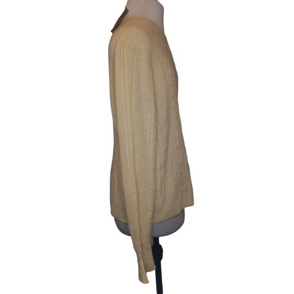 NWT J Crew Cream Crew Neck Flair Sleeve Wool Knit Sweater - Picture 4 of 7